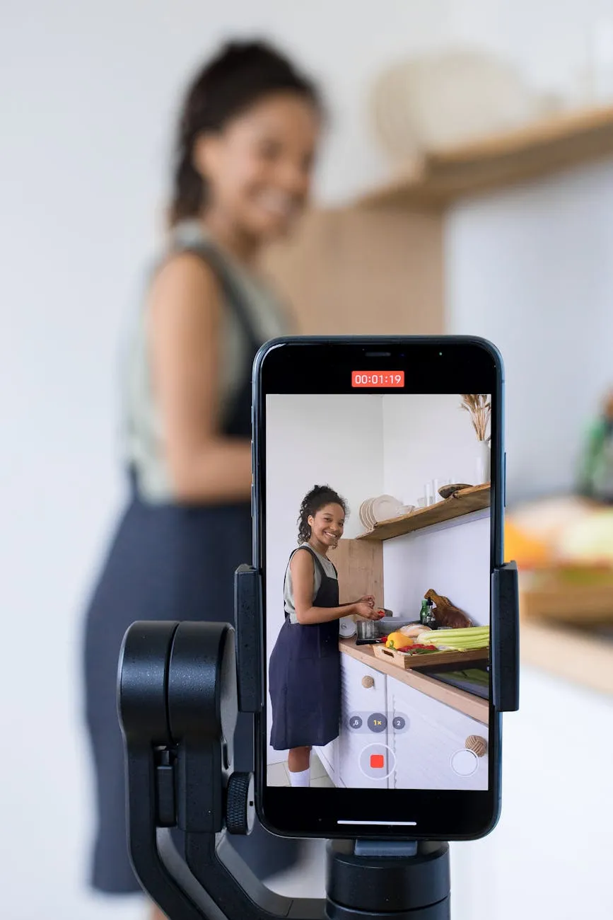A woman is taking a picture of herself in the kitchen.